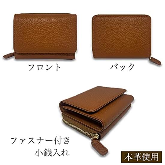 Ventura Women's BifoldTrifold Leather Mini Wallet with Genuine Leather Coin Purse, Zipper Closure, Compact, Large Capacity (Light Gray)