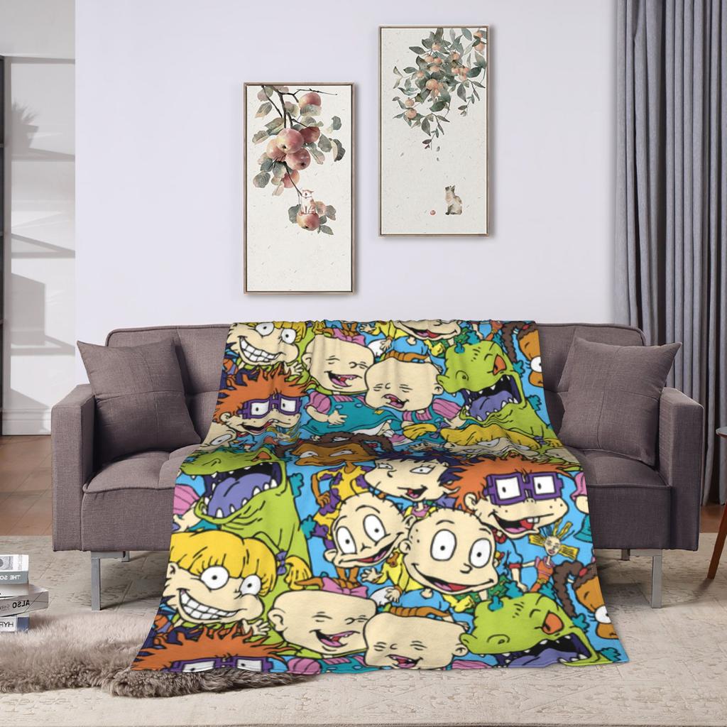 Rugrats 90s Revival Character Blanket  Camping Flannel Throw Blanket For Couch Chair Warm Custom DIY Quality Bedspread Gift