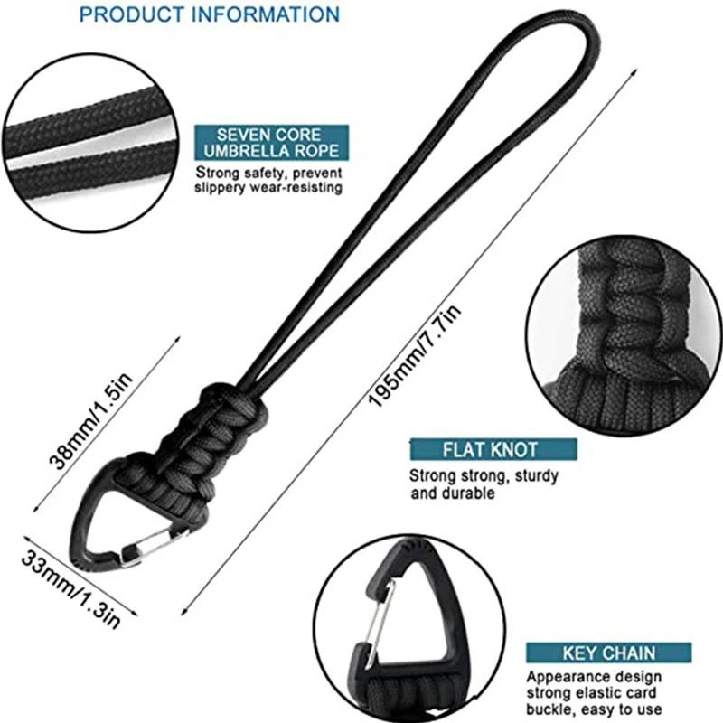 Paracord Keychain Lanyard Metal Triangle Buckle Outdoor Survival Camping Plastic Clip High Strength Backpack Hanging Carabiner