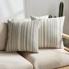 Khaki Throw Decorative Pillow Covers, Textured Striped Boho Couch Pillow Covers,Neutral Farmhouse Cushion Cover for Couch Sofa