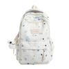 Cute Bear and Bow Print School Backpack with Multiple Front Pockets Casual Daypack for Girls