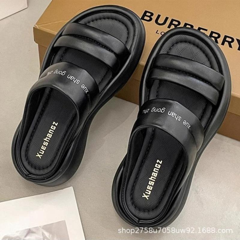 

Internet celebrity explosion cool slippers women wear 2025 summer new fashion versatile muffin thick bottom beach one-word drag 39 чёрный