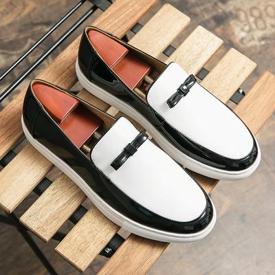 Fashion Men's Shoes Men's Bright Leather Casual Slip On Shoes Luxury Fashion  Elevator Shoes for Men Male Comfortable FlatsLoafers Shoe