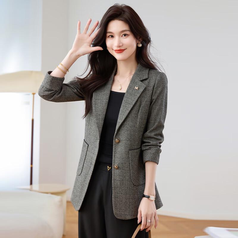 Kebeier Women's 2025 Spring Retro Plaid Blazer