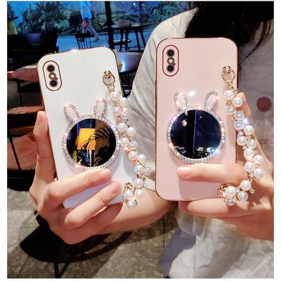 Anwendbar für Apple 16 Promax Handyhülle Perlenarmband Spiegel iPhone 15 Schutzhülle 14/13 Luxus