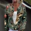 Women's Fashion Christmas Print Long Sleeve Knitted Cardigan Button Jacket