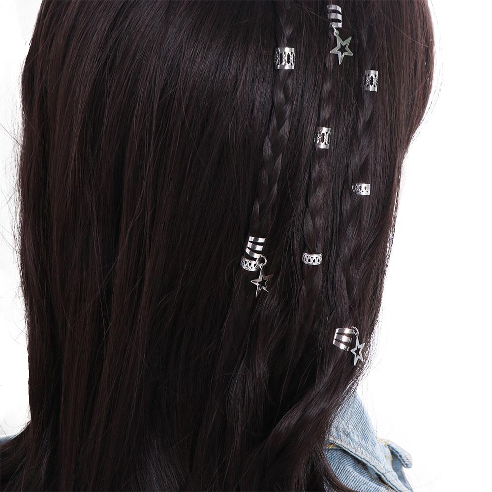 36pcs Hair Braid Tubes Star Decor Hair Ring Dread Locks Braided Hair Rope  for Braids