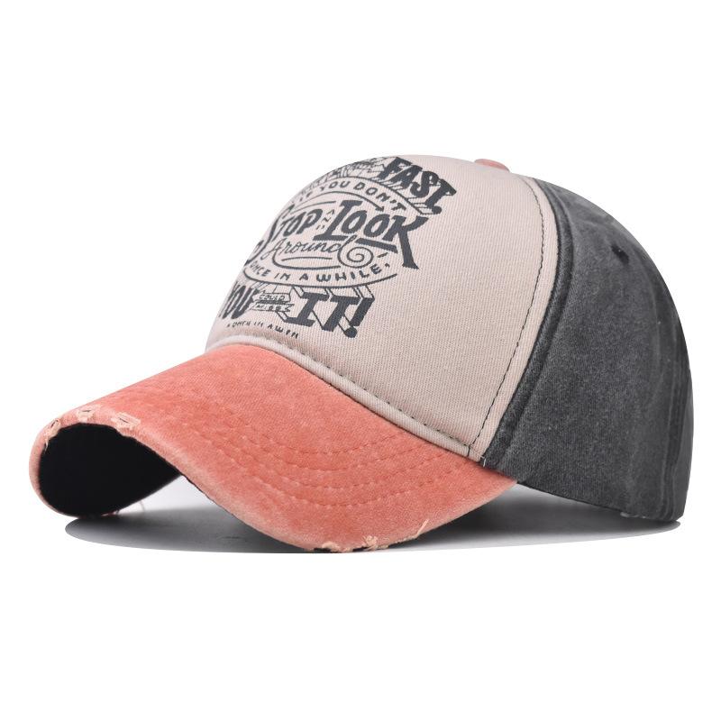 Washed Baseball Cap Old Letters Printed Cap Cotton Sunshade Material