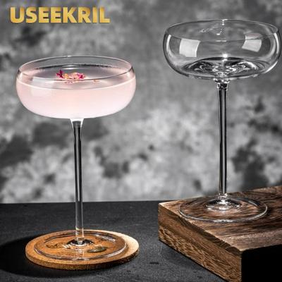 2 Pièces Grands Ventres Verres à Cocktail Tasses Transparentes Verre à Champagne Calice Coupe à Martini Tasses Tour Incurvées Créatives