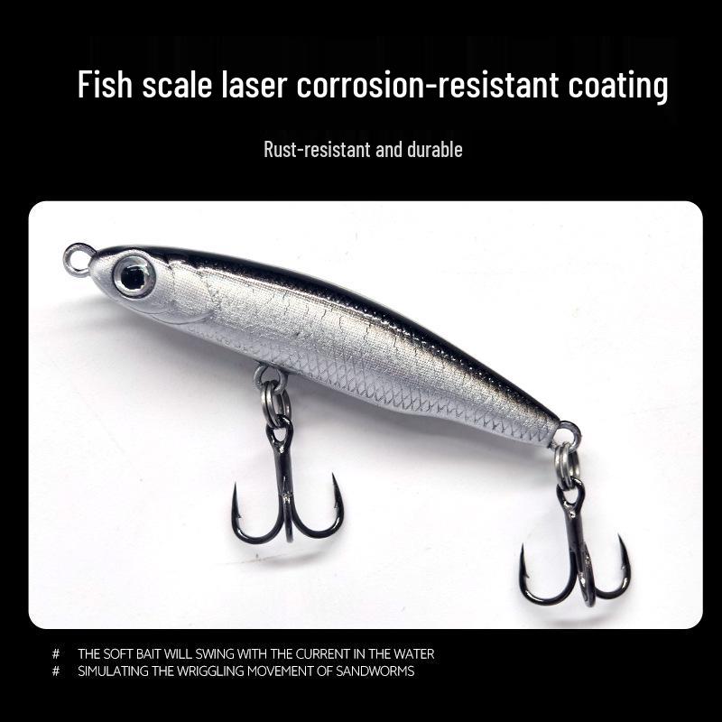 Silver Fish Pencil Sinking Twitchbait Micro Lure for Freshwater & Sea Fishing