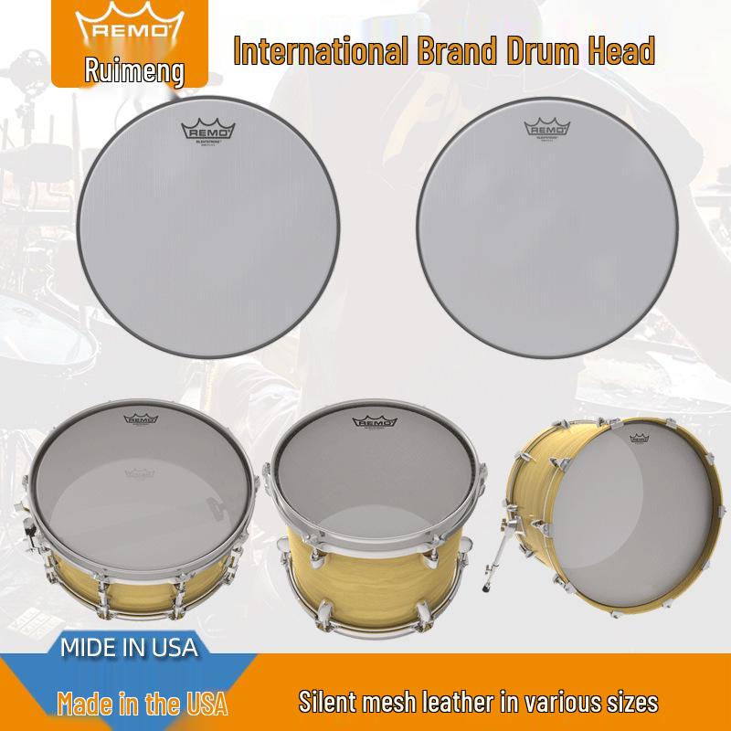 Allied Parts 14" REMO Sandblasted Swedish Drum Kit, Black and White Single Ply Resonance Drumhead