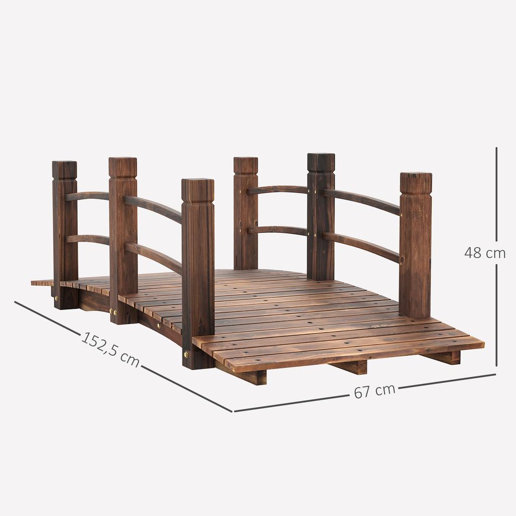 Garden Bridge - Pond Bridge - Wooden Footbridge - Garden Decoration 152.5L X 67W X 48H Cm - Wood of