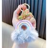 Rainbow Cloud Hairball Keychain Schoolbag Backpack Bag Charm Woven Plush Pendant Keychain Decoration Gifts for Friends