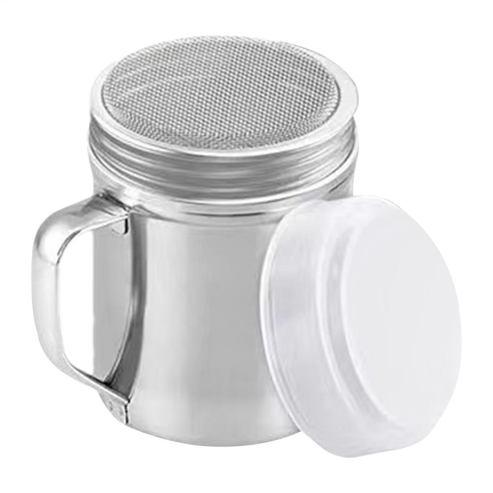 Silver Stainless Steel Dusters Sugar Shaker Duster Powdered Sugar Shaker With Handle Sugar Sieve Filters Pastry Cake Baking Tool