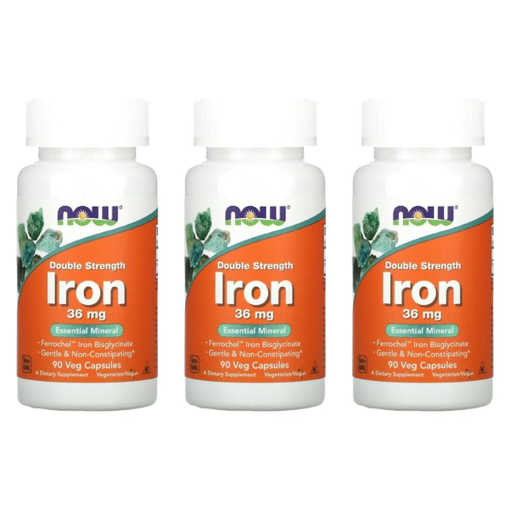 

Now Foods Double Strength Iron 36mg Veggie Capsules, 90 Count (3 Pack) 90 pcs - 3 ea