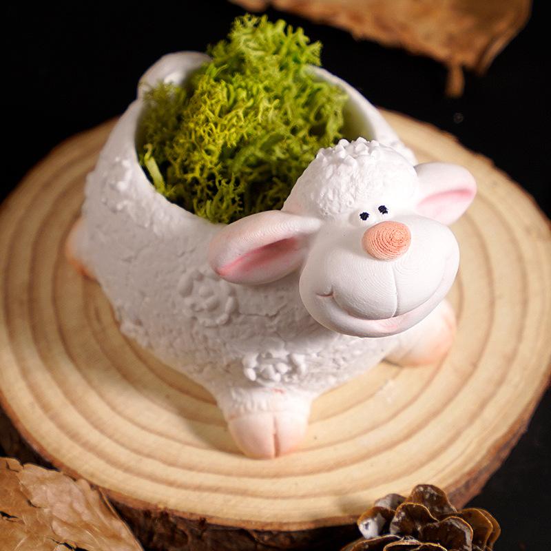 Silicone Candle Mold Decorative Sheep Flower Pot Mold Cartoon Plaster Mold Silicone Sheep Candle Holder For Home Decor Gardening