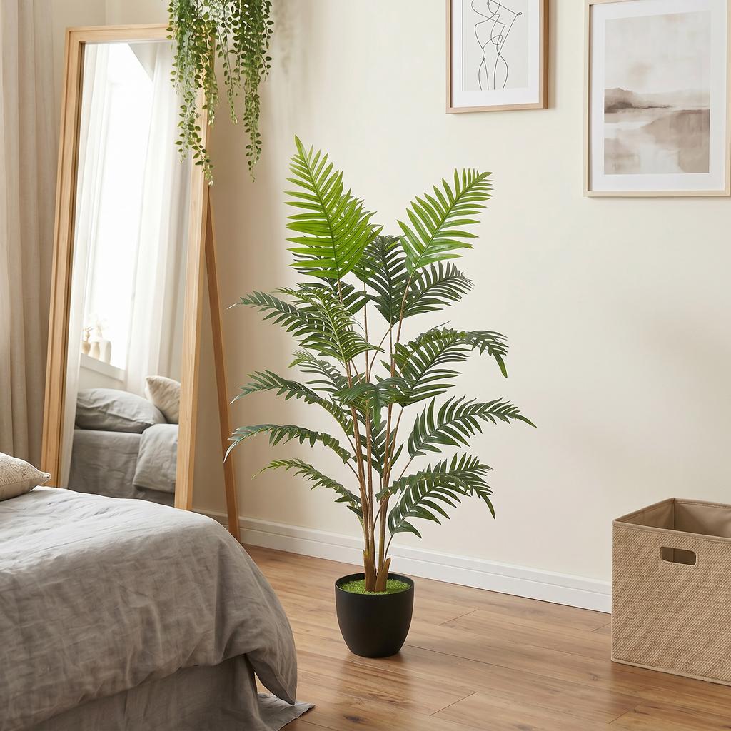 Artificial Fern Topiary Tree, Realistic Artificial Plant in Cement Pot, Fake Plant, 120cm