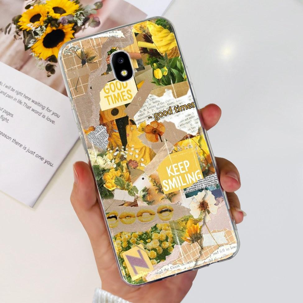 Case For Samsung J3 J5 J7 2017 Cover Cute Cartoon Cat Fashion Flowers Back Cover For Samsung Galaxy J7 2017 Phone Case