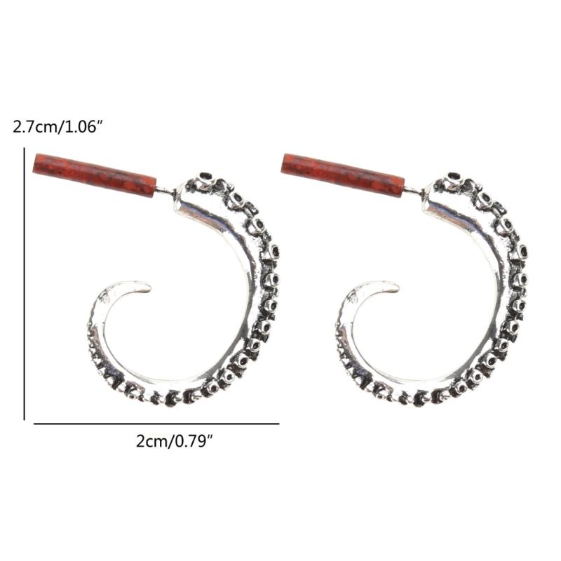 Creative Squid Tail Stud Earrings Exquisite Retro Silver Plated Octopus Tentacles Earrings All-match for Street Shoo