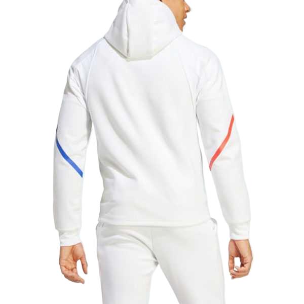 Adidas Olympique Lyonnais Badge Logo Hooded Zip Football Jersey Men Jerseys White IB1664