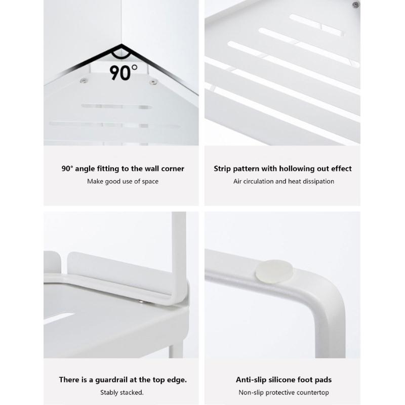 Modulars Stackable Shelf Corner Design Carbon Steel Corner Shelf Suitable for Flexible Organization in Bathroom Kitchen