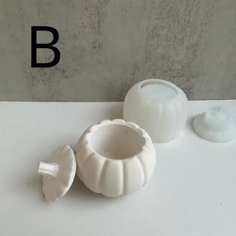 

Творческая форма ручной работы, новая банка-тыква с крышкой, силиконовая форма, коробка для хранения ювелирных изделий, гипсовая форма, поделки из гипсовой смолы B