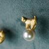 Original Matte Shiny Asymmetric Cute Earings Stud Vintage Fine Jewelry Light Luxury Daily Earing Pearl Cat Earrings For Women