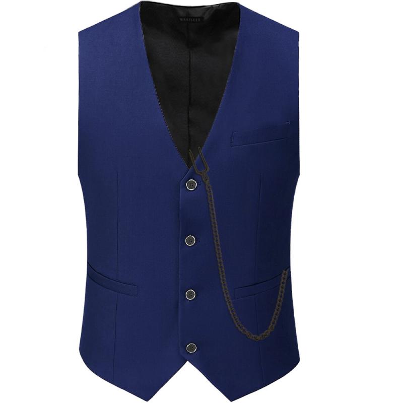 Nieuwe veelkleurige modieuze prom party vest heren formele retro vest mouwloze riem accessoires effen kleur zakelijke vest heren