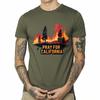 Übergroßes Sommer Herren T-Shirt Kalifornien Feuer Silhouette Bäume Gebet Kurzarm Bequem Rundhals T-Shirt