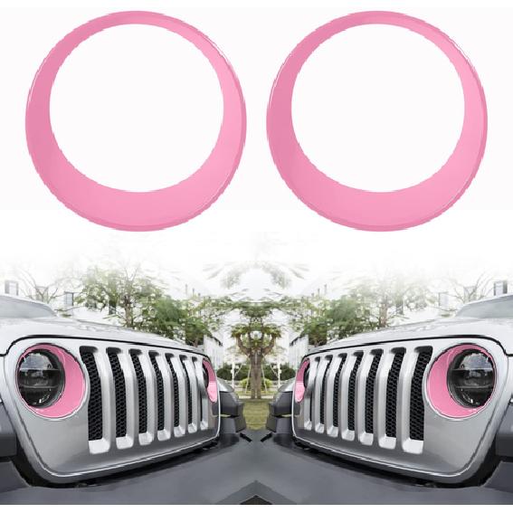 2pcs Headlight Cover Trim Bezels for 2018+ Jeep Wrangler JL JLU Pink Accessories