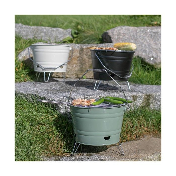 Barbecue À Charbon Portable - LIVOO - DOC327N - Ø27 Cm - Grille En Acier Chromé - Hauteur 24 Cm - Pieds Pliables - Poignées