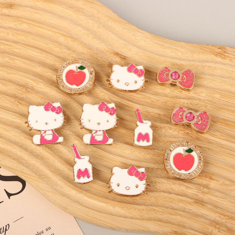 10Pcs/Set Kawaii Hello Kitty Shoe Charm Cute Cartoon Kt Cat Shoes Decoration Diy Detachable Shoes Buckle Shoe Accessories Gifts