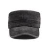 Men's Vintage Washed Cotton Flat Top Hat Sunshade Duckbill Cap for Outdoor and Military Use