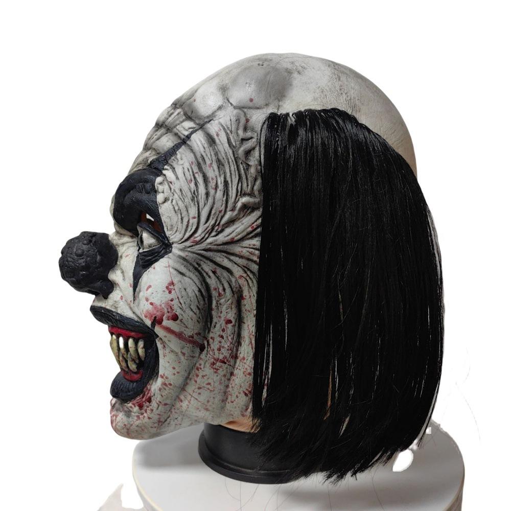 Horror Schwarze geflochtene Clownhaube Halloween-Fänge Clownmaske Tanzparty Feiertagsshow Maske