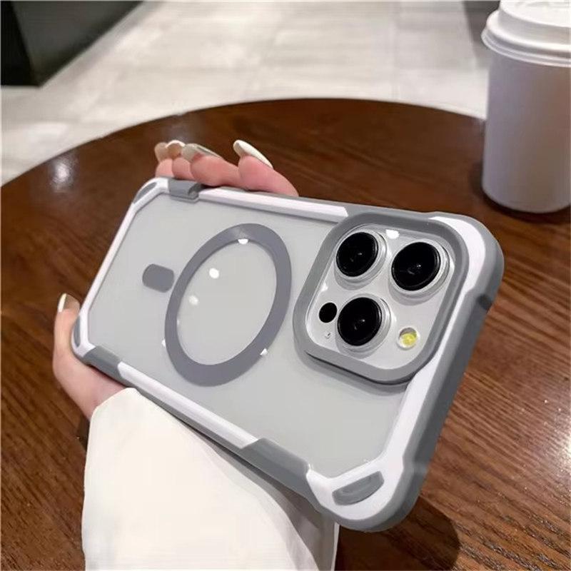 For iPhone 15 Pro Max Luxury Magsafe Magnetic Square Silicone Frame Phone Case For iPhone 11 12 13 14Plus Samsung S24 Ultra Clean Protective Cover