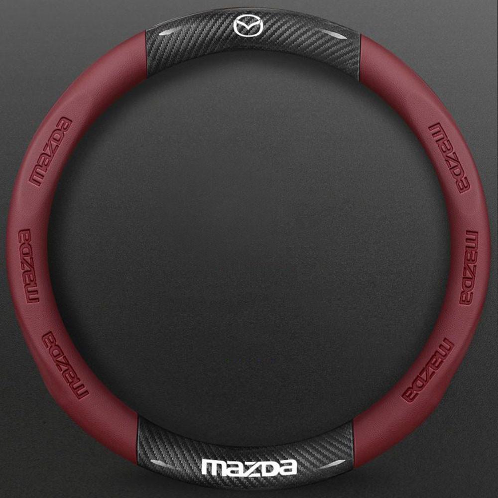 2025 Hot 38cm car leather steering wheel cover carbon fiber for Mazda CX-30 CX-3 CX-8 CX-5 CX3 CX5 CX4 cx30 cx8 car accessories