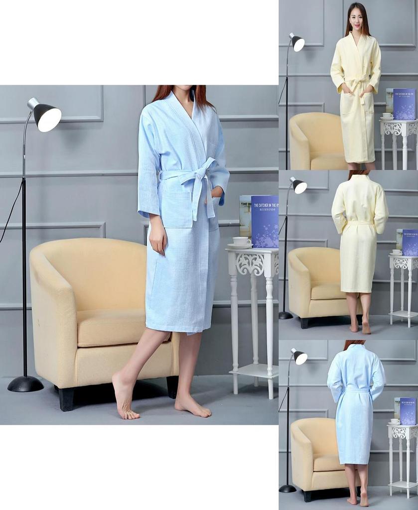 All Cotton Waffle Style Hotel Bathrobe With Embroidery And Logo For Luxury Guest Experience