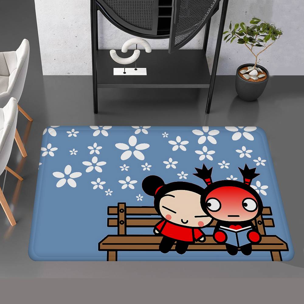 Animation Series P-Pucca Floor Mat INS Style Soft Bedroom Floor House Laundry Room Mat Anti-skid Household Carpets