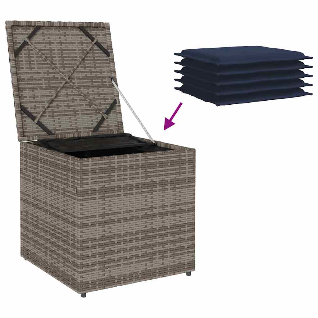 Storage Cushion Box in Grey 50 x 50 x 50 cm Poly Rattan
