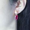 Purple Gold Square Earrings With Redstone Geometric Earrings Rose Gold Plated Sweet Jewelry Women