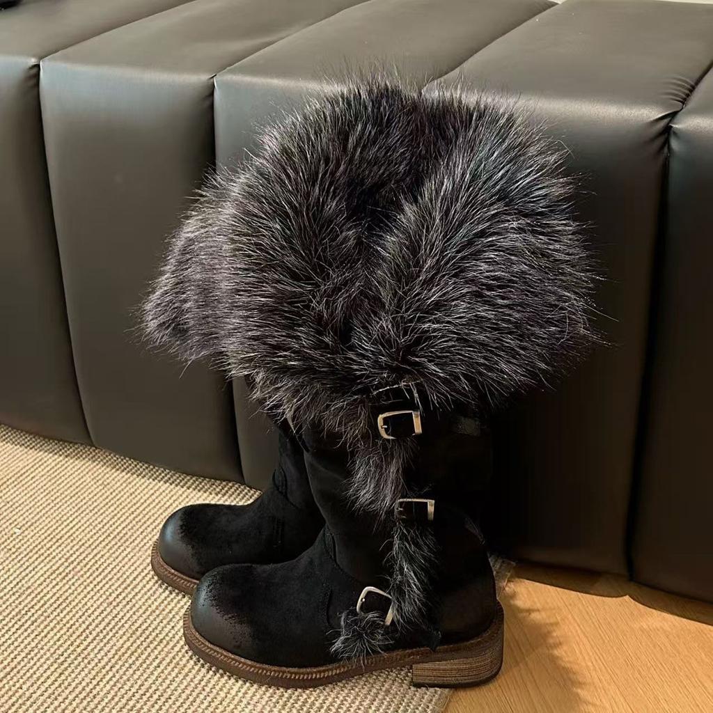 Shoe Utopia 2025 Winter Russian Tall Puckle Thick Fleece Fashion Warm Snow Boots