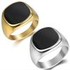 Black Gold Glossy Resin Coated Stainless Steel Trendy Unisex Ring Fashion Jewelry Gift