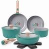 Batterie de cuisine empilable - BRIEBE - Nordic Nest BK1220GRE - Induction - Céramique ILAG sans PFOA - Empilable 13 pièces