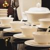 Pure White Bone China Irregular Embossed Floral Anti-scalding Tableware Set