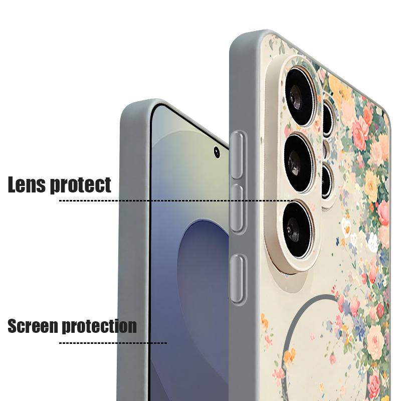 Flower Garden Pattern Case For Samsung Galaxy S26 Ultra S25 Edge S24 Plus S23 FE S22 A54 A55 A56 5G Magnetic For Magsafe Matte Cover