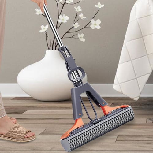 Floor Roller Mop, Cleaning PVA Sponge Floor Squeeze Mop | Floor Roller Mop for Marble Floors, Removes Dirt, Dust, and Hair, with Sponge Head Refills,