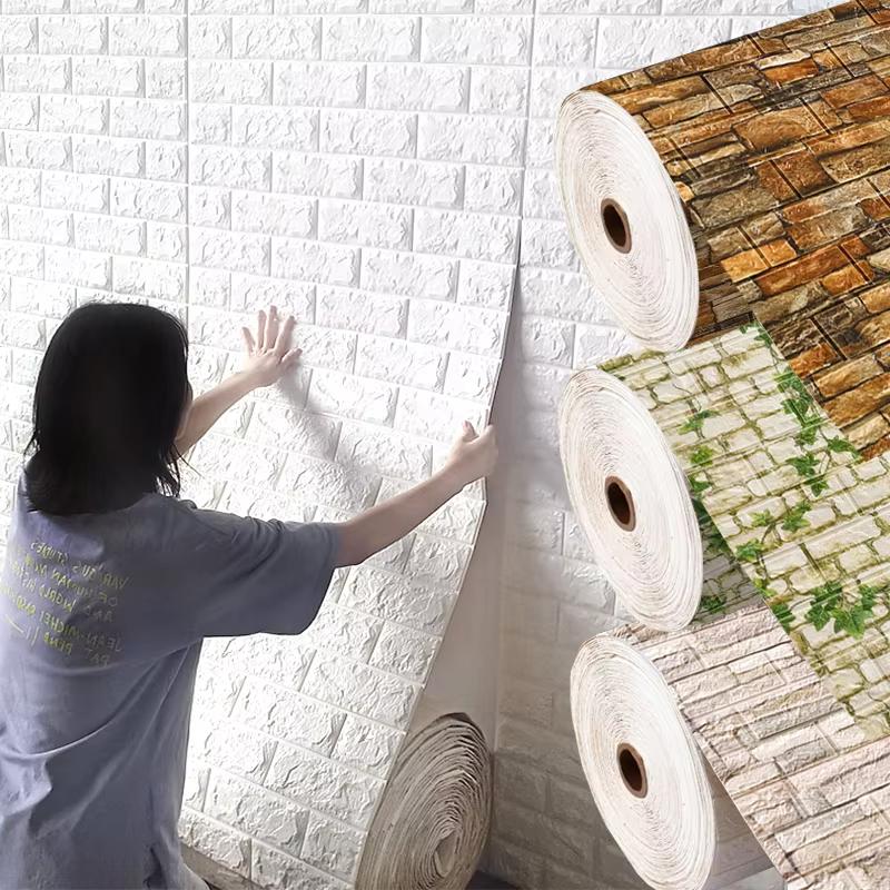 10 Meter A Roll Retro 3D Wall Sticker Imitation Brick Plane Wall Sticker Furniture Stickers Wallpaper For Wall Living Room Kitchen