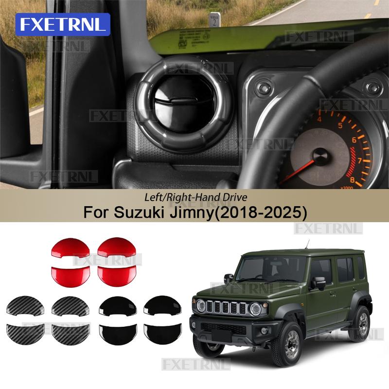 Suzuki Jimny 2018 2024 2025 için ABS Karbon Fiber Parlak Siyah LHD RHD Araç Klima Çıkış Havalandırma Kanatçığı Sticker