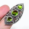 Natural Peridot Gemstone Handmade 925 Sterling Silver Jewelry Ring Size 7 AR-18196