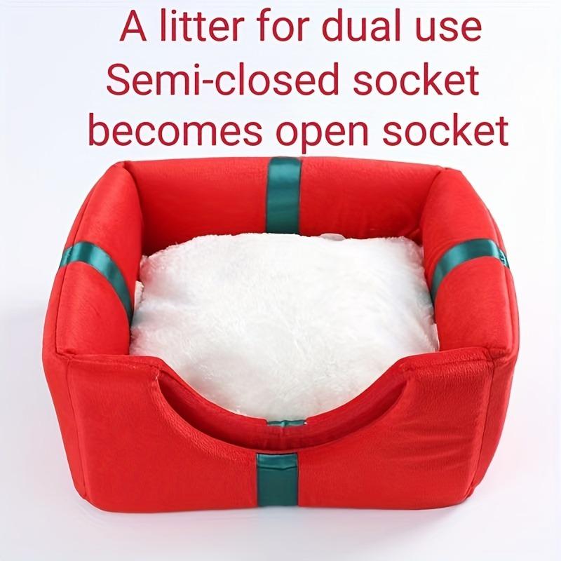 Cats Bed Warm Accessories Christmas Pet Supplies for Winter Dog Mat Products House Houses Habitats Things Goods Accessory Basket